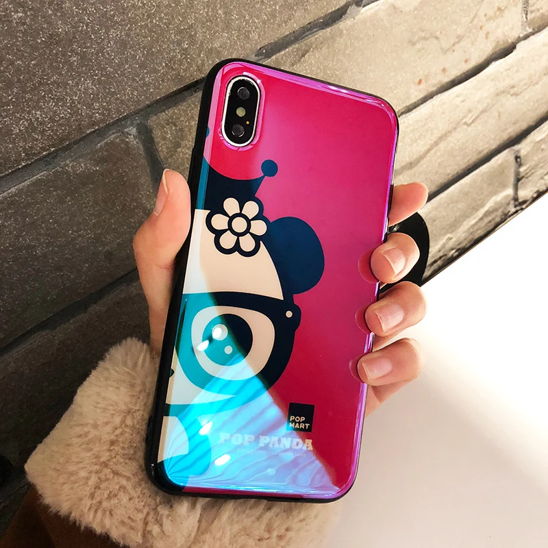 Милые медведь пары чехол для iPhone х Мягкий глянцевый синий свет печатных Носки с