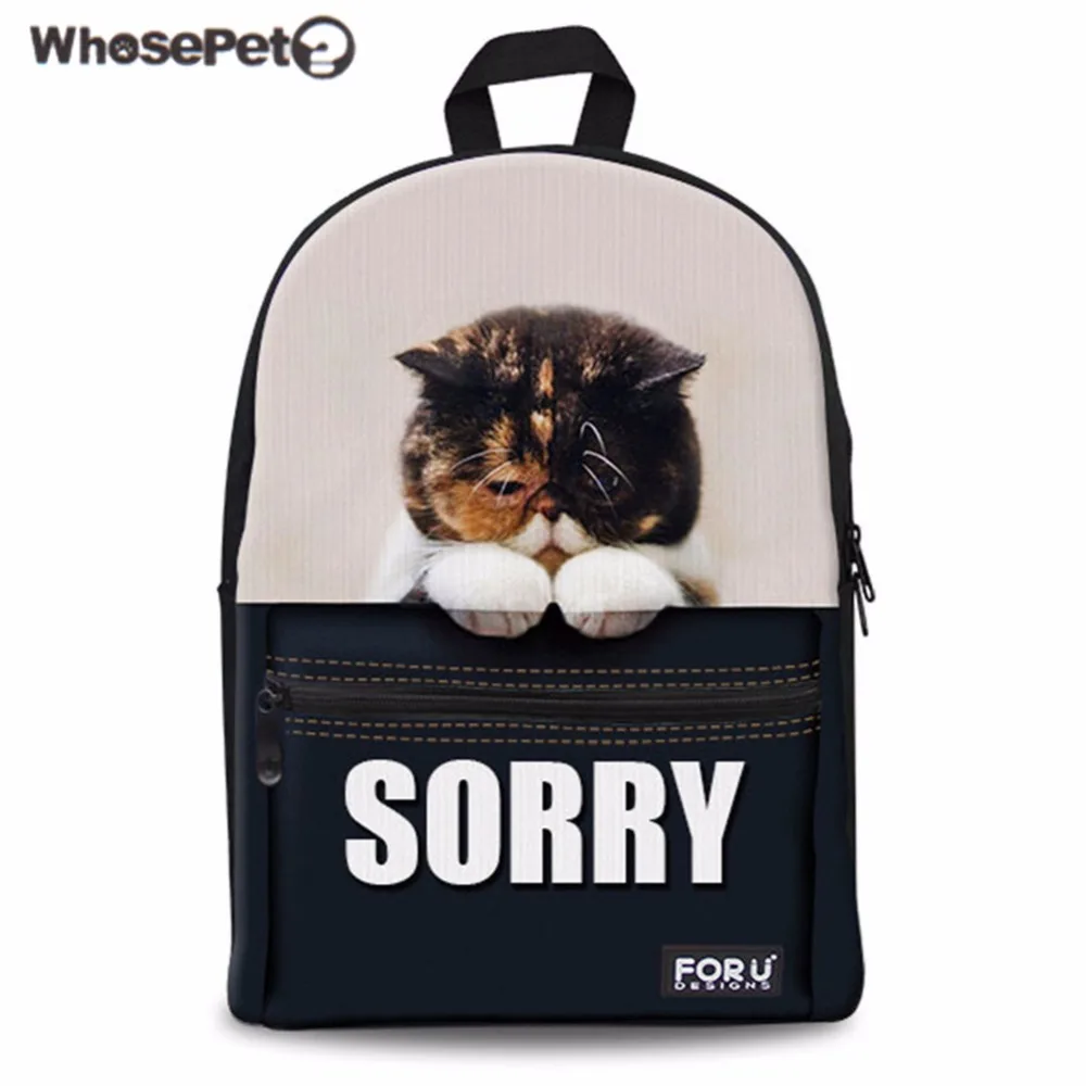 WHOSEPET рюкзак для женщин Kawaii милый Sorry Kitty кошка печати школьная сумка обувь девочек