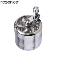 4 layers tobacco spice grinder herb weed grinder with mill handle silver kitchen accessories gadget cooking tools hot sale