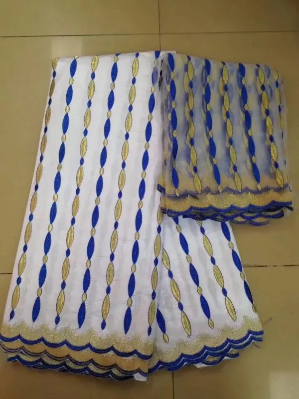 Оптовая продажа в нигерийском стиле 5 ярдов Базен Riche кружева с 2yds Тюль Кружева 2017