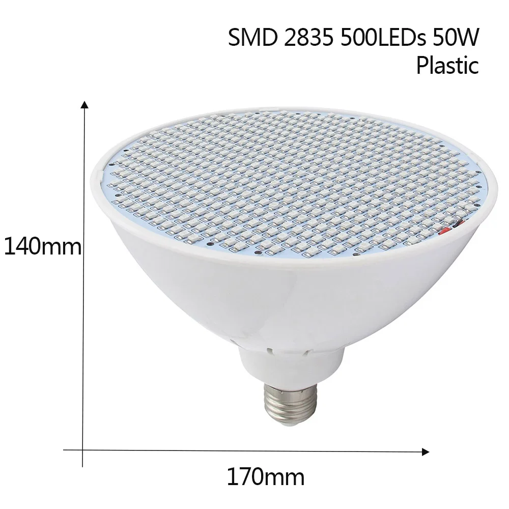 50W 500LEDs Полный спектр светодиодный светильник для выращивания E27 5 Вт 18 Вт 28 Вт 35 Вт 40 Вт 50 Вт 80 Вт лампа переменного тока 85-265 в лампа для комнатных растений для цветочной гидропонной системы палатки - Испускаемый цвет: 50W 500LEDs