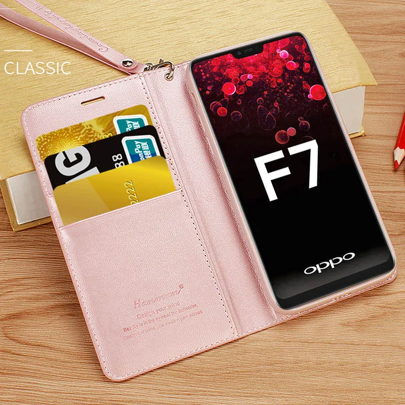 Hanman высококачественный защитный чехол для OPPO F7 люкс класса, Стиль в ретро-стиле из овечьей кожи кошелек задняя крышка-чехол с магнитной стоячий кейс-держатель Слот для карт памяти F7