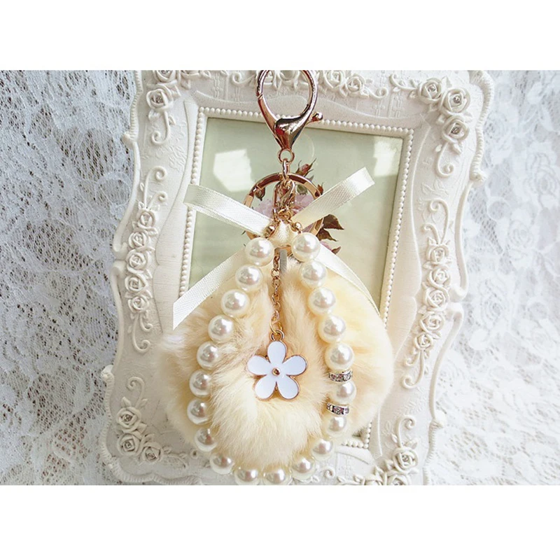 Заяц Кролик помпоны-Кролики Брелок женская сумка Подвеска Автомобиль цветок