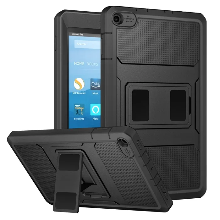 Чехол MoKo для нового планшета Amazon Fire HD 8(7-го и 8-го поколения, выпуск и)-[сверхпрочный] ударопрочный чехол - Цвет: Black