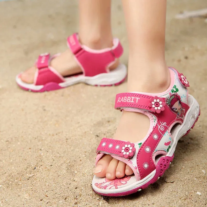 Сандалии для девочек пляжная обувь детей модные с вырезами Детские холщовые