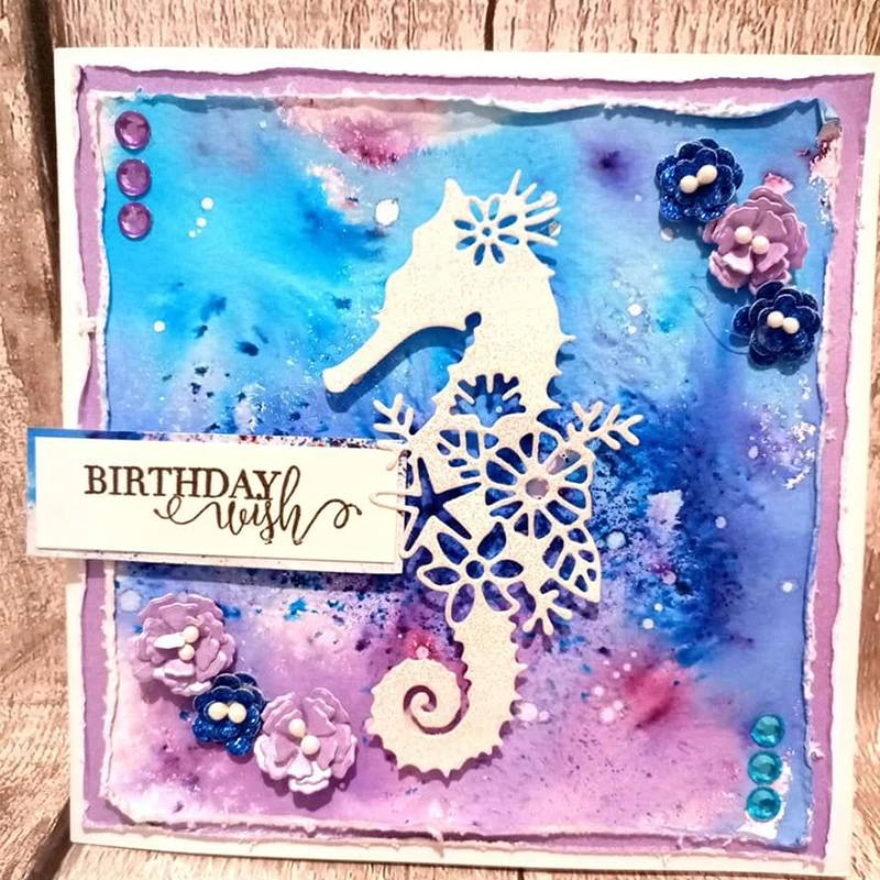 Цветочный Seahorse металлические режущие штампы Скрапбукинг Ремесло Украшение DIY