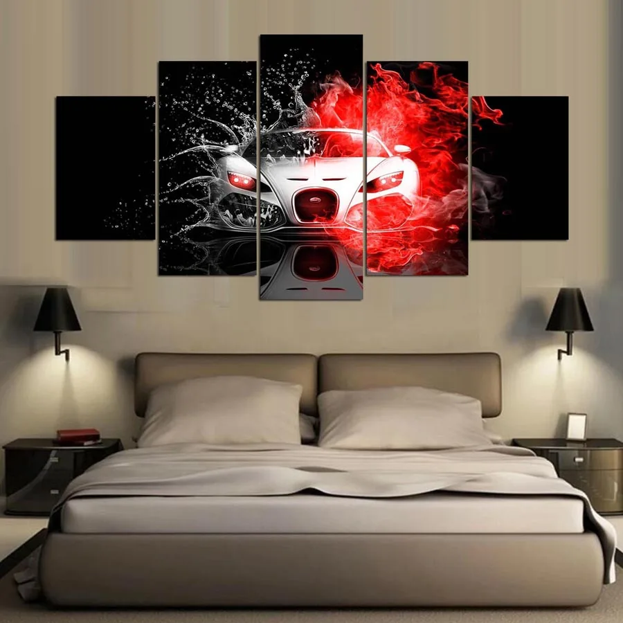 5 панельная Современная холщовая рамка для живописи крутой автомобиль искусство