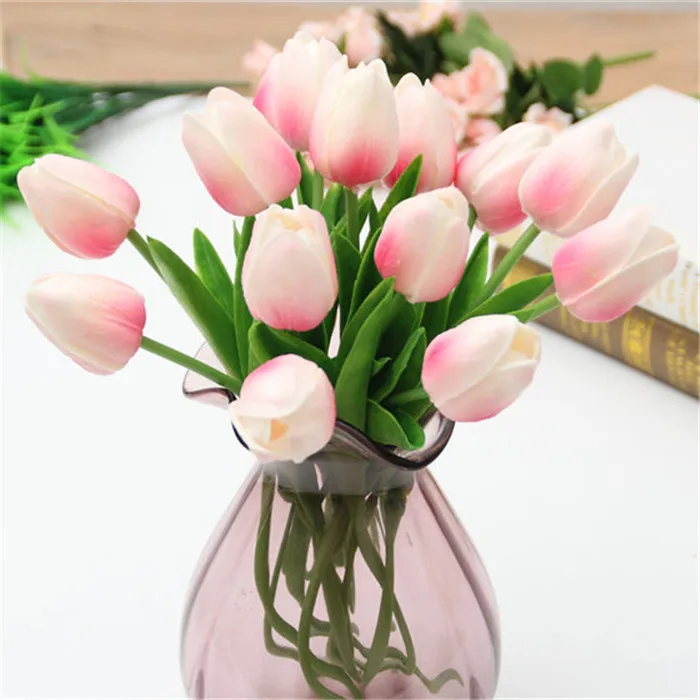 Tulip D7 Light Pink Высокое качество, 1 шт., красные, розовые тюльпаны, искусственный цветок, искусственная кожа, искусственный тюльпан, настоящее на ощупь, свадебные украшения, для дома, вечерние, свадебные букеты - Цвет: Tulip D7 Light Pink