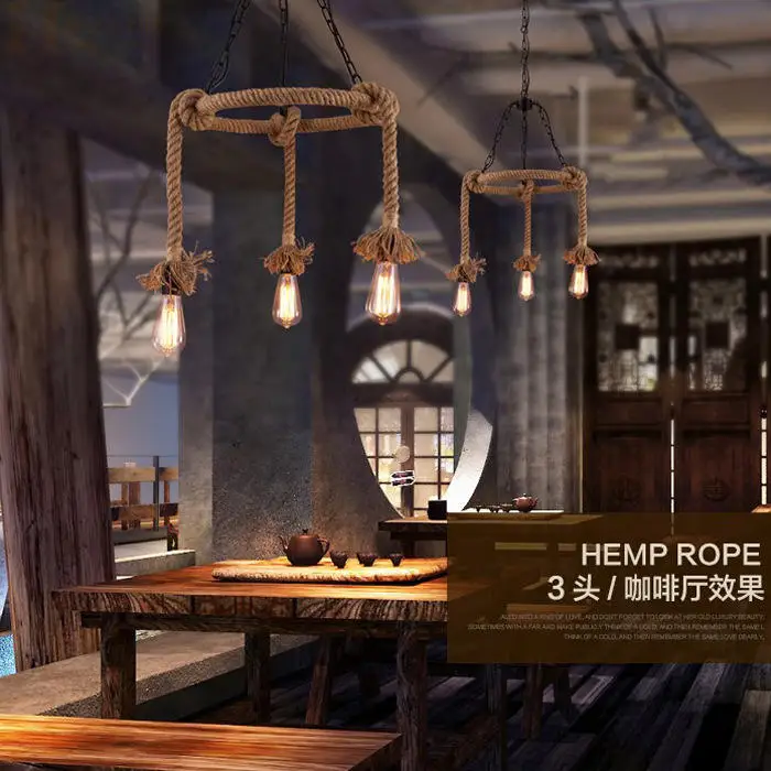 Винтажная веревка подвесные светильники лампа лофт творческая личность