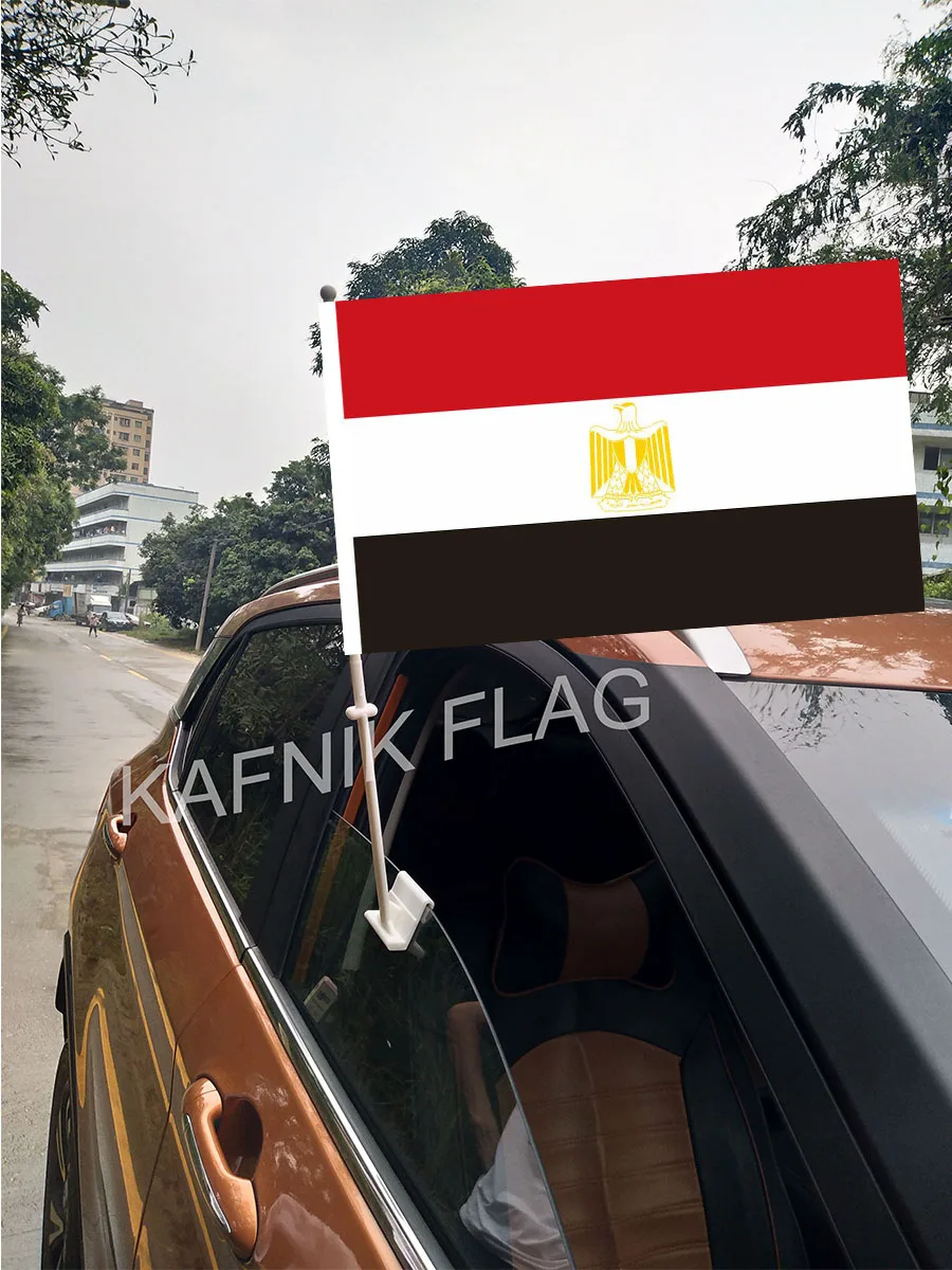 

Кафник, 30*45 см египетские автомобильные флаги и баннеры на окна стран мира, Настраиваемые флаги с 43/52 см флагштоком для украшения автомобиля