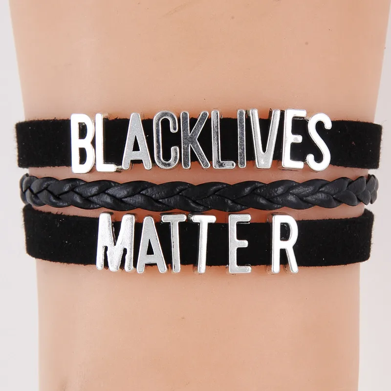 (10 шт./лот) браслет BLACK LIVES MATTER многослойный бархатный кожаный с веревкой браслеты