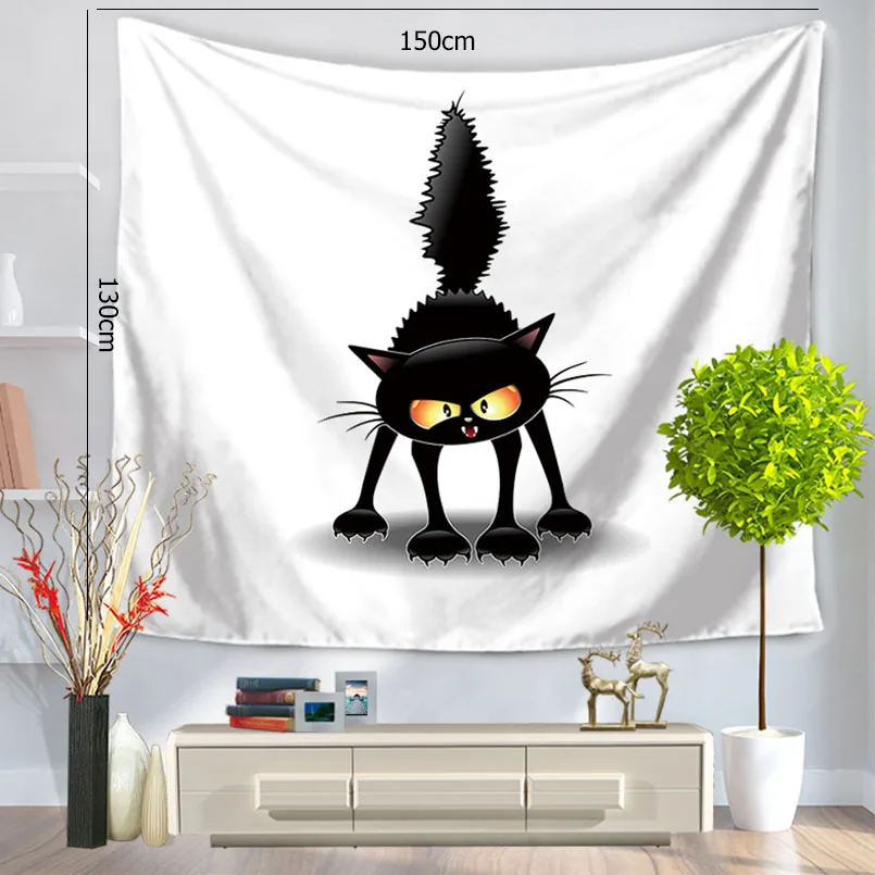 5 стилей озорная забавная Черная Кошка Гобелен 3D принт цветная текстура стены