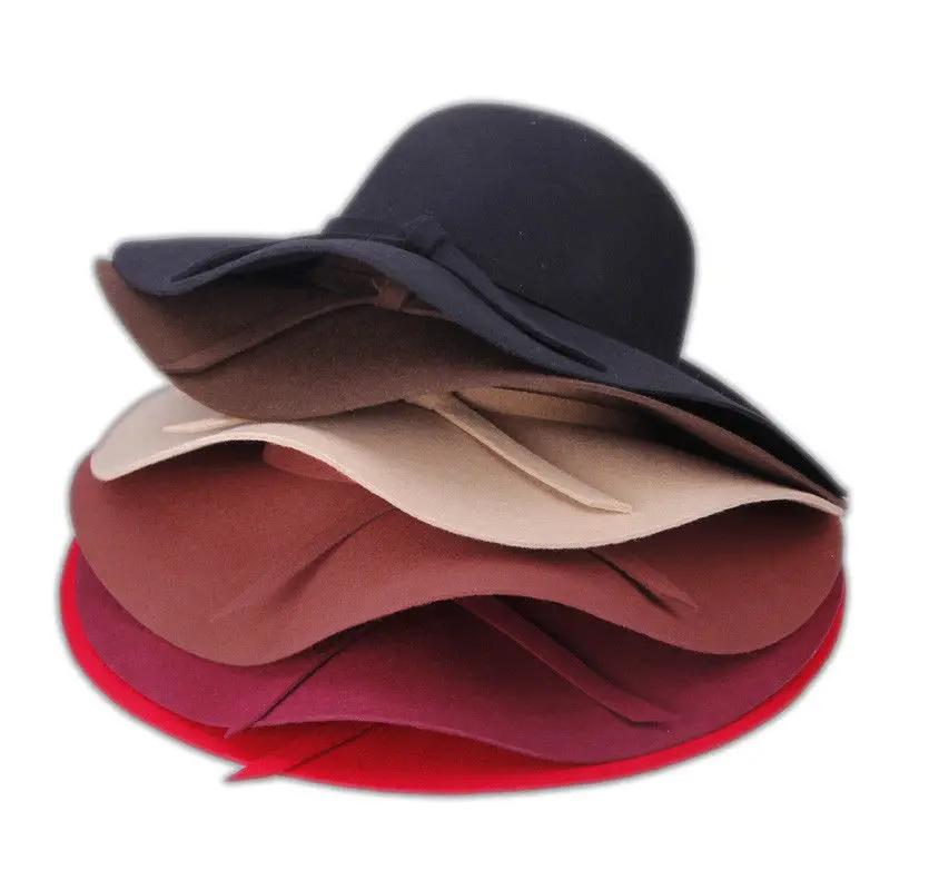 Женская шляпа Колокол с широкими полями 100%|Женские фетровые шляпы| |