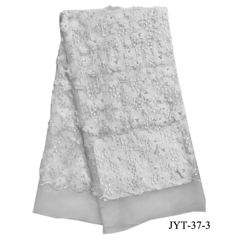 New arrival 3d flower french laces fabrics high quality African beaded tulle lace fabric for women dresses making JYT-37 | Дом и сад