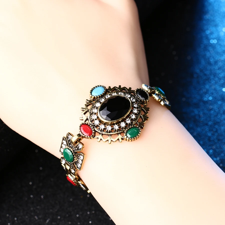 Уникальные индийские ювелирные изделия богемный браслет золотой цвет мозаика