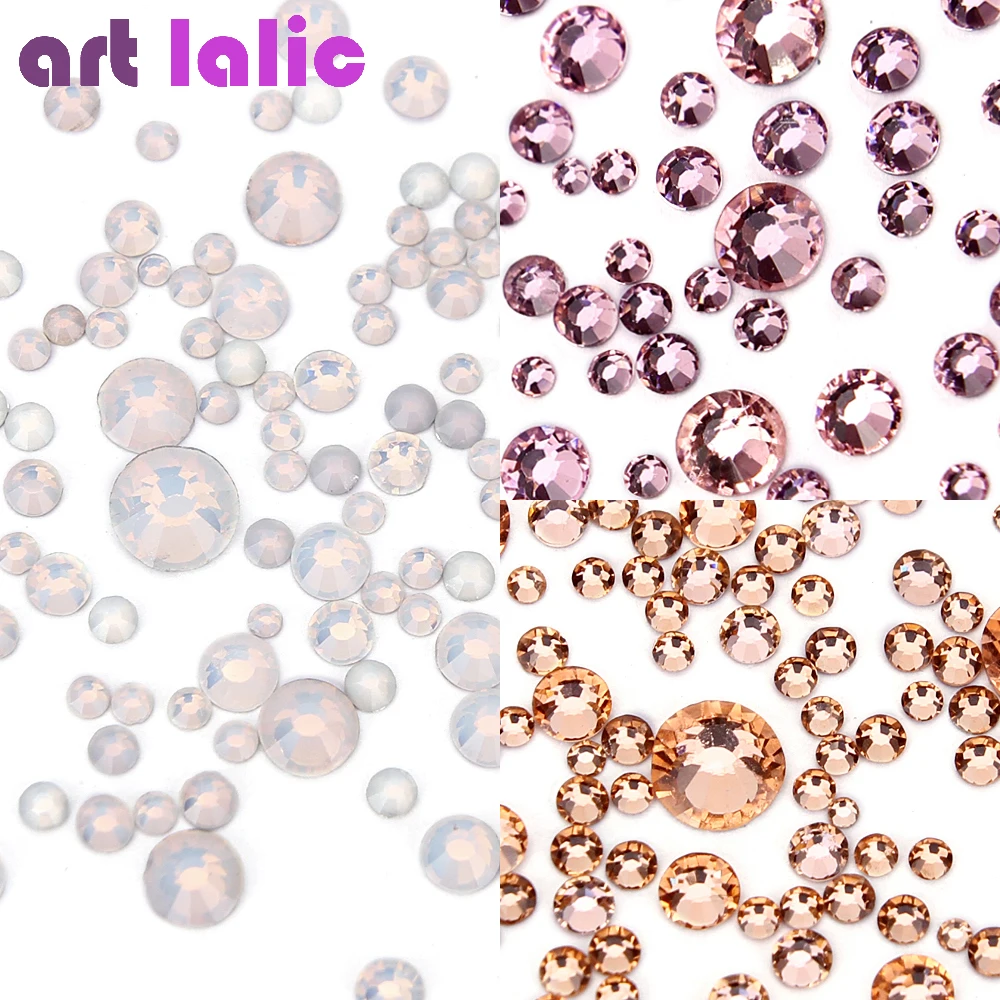 1440 шт./лот стразы для дизайна ногтей с кристаллом опаловым розовым шампанским