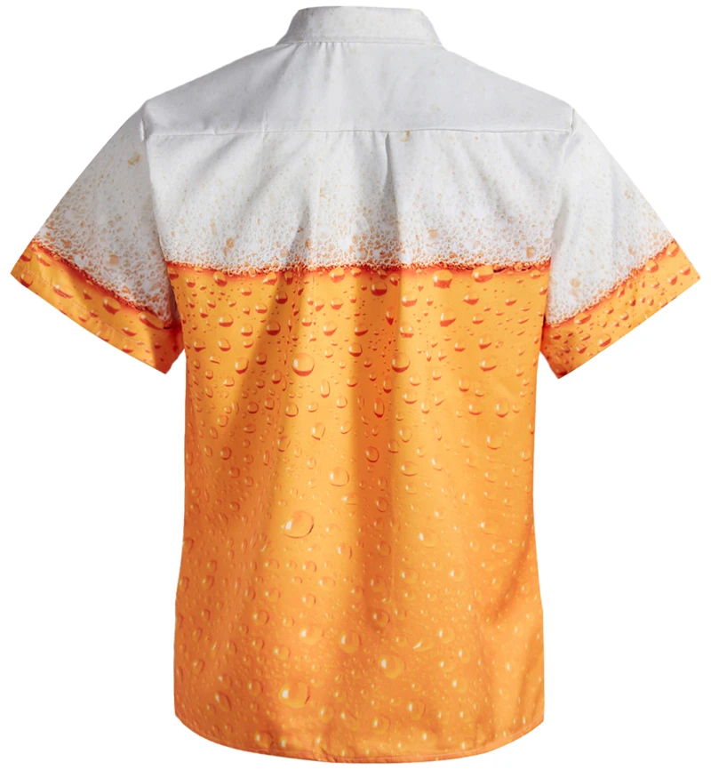 Beer Print Shirt Mens Funny Novelty Dress Shirts Short Sleeve Tops Male Slim Fit Blouse Hawaiian Casual Brand Clothing | Мужская одежда
