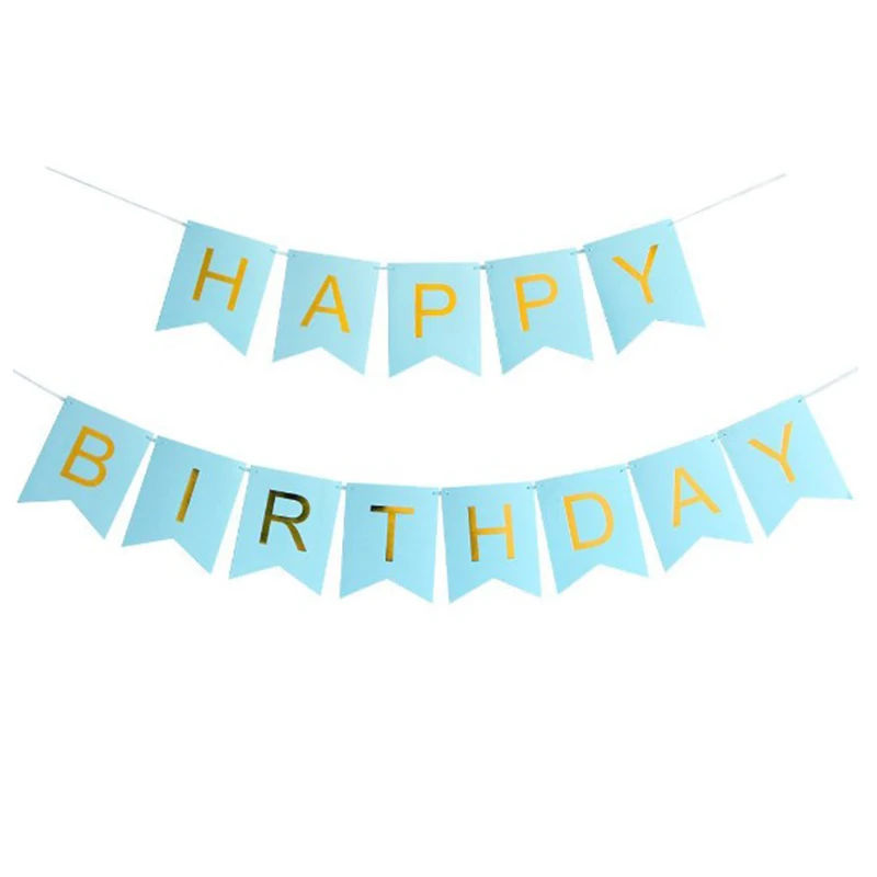Золотого цвета с принтом черной бумаге Happy баннеры для дня рождения душа ребенка
