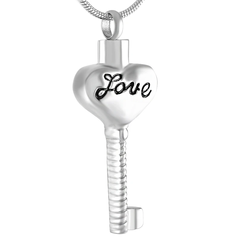 

IJD9409 Engraved Love Heart To Key Cremation Pendant Ashes Holder Keepsake Stainless Steel Memorial Urn Jewelry With 4 Colors