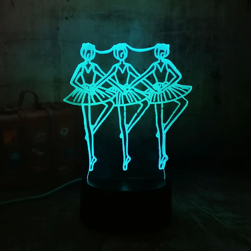 Из балета "Лебединое озеро" танцор 3D RGB светодиодный ночник сенсорный пульт дистанционного управления настольная лампа романтический рождественский подарок комната бар украшение