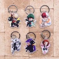2019 my hero academy keychain bakugo double sided acrylic shoto key chain pendant anime accessories cartoon key ring