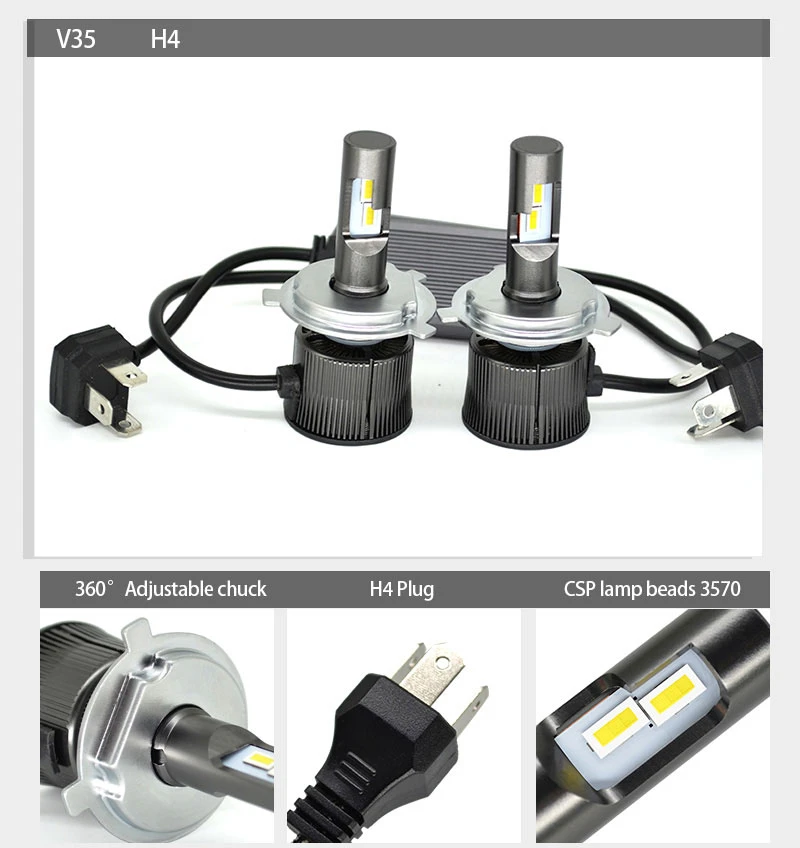 V35 H7 Led Canbus H1 H4 H8 H11 9005HB3 9006HB4 H7 светодиодные лампы 100 Вт 20000лм 6500 к CSP H7 светодиодная лампа турбо мини размер Автомобильная фара