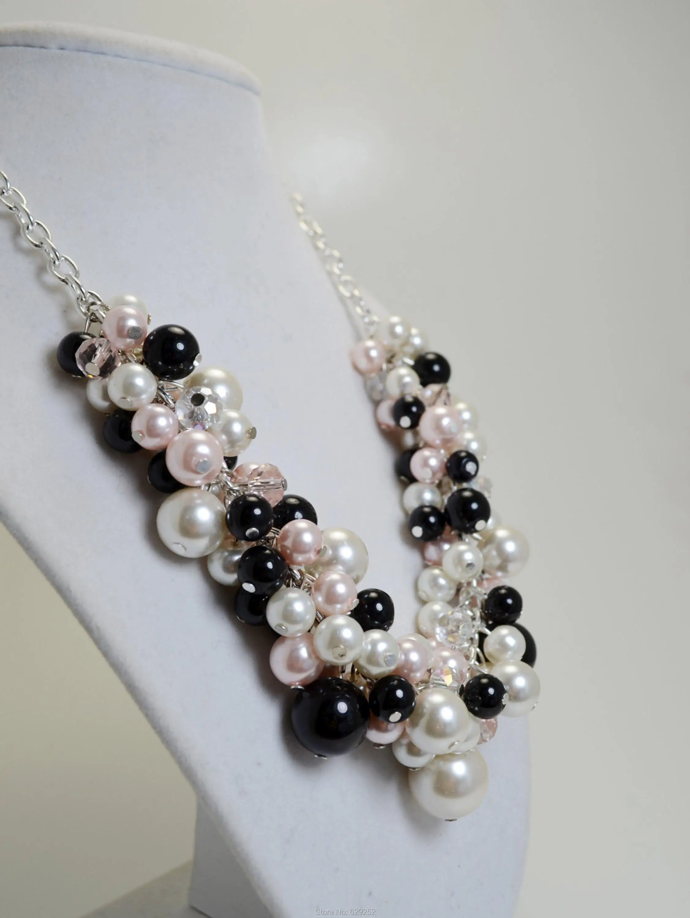 Цвет слоновой кости розовый и черный жемчуг массивное кластер розовые жемчужные