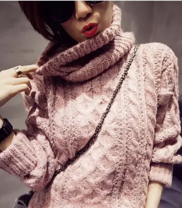 

Women Sweater High Collar Keep warm mixed color more loose New Women's Winter Fashion long-sleeved loose high-necked pullovers