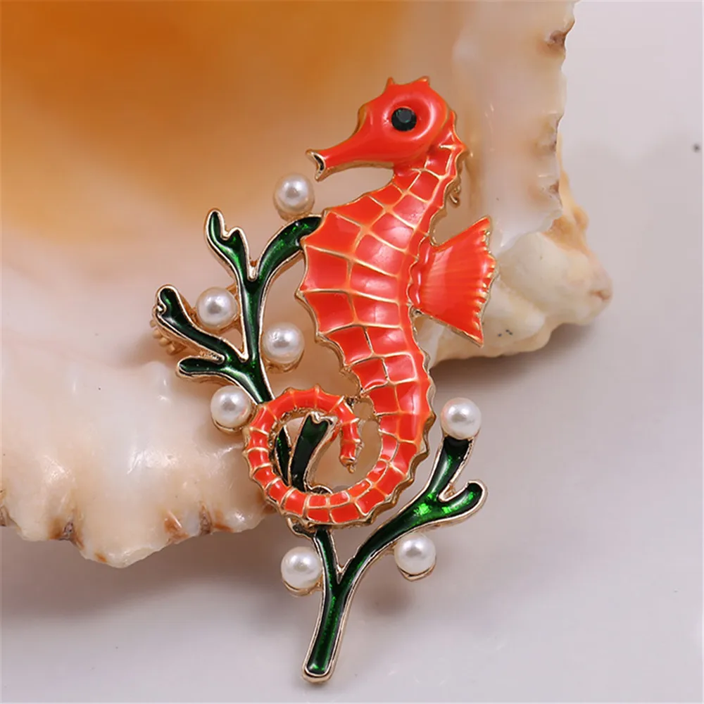 XQ с бесплатной доставкой новая эмалированная жемчужная брошь в форме морской