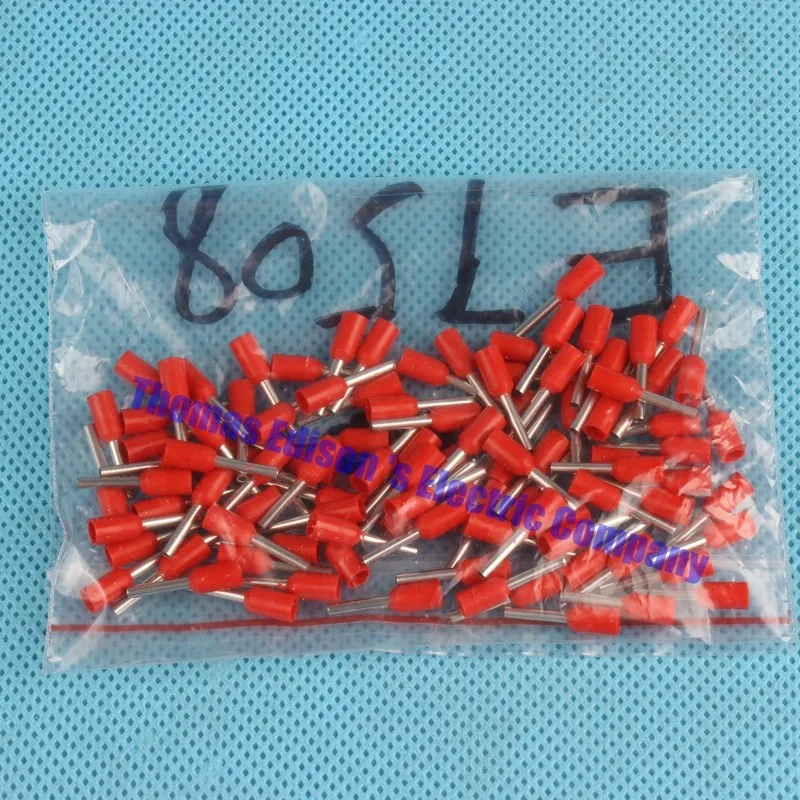 E7508 100 Шт./упак. Трубки изоляционные Изолированные терминалы 0.75MM2 Кабель Провод Разъем Изоляционные Обжимной Вывод Разъем E