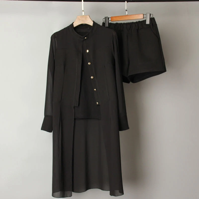 Женский офисный костюм из двух предметов повседневный топ + шорты большого