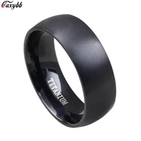 black 8mm stainless steel ring men high quality fashion jewelry