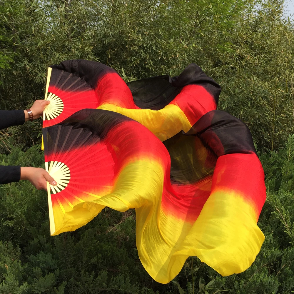 Веер для танца живота черный/красный/желтый шелк 180 х90 см|veil size|fan bigfans veil |