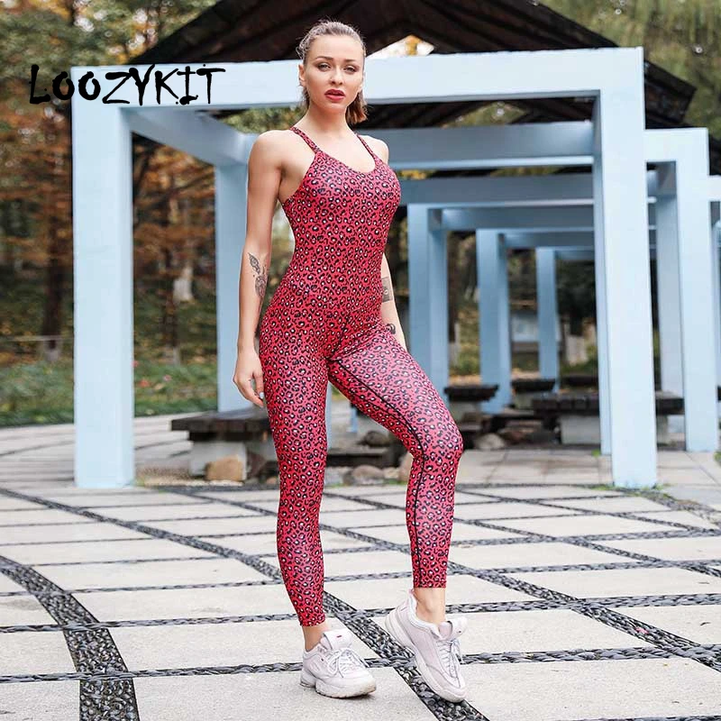 Loozykit женский сексуальный комбинезон для йоги брюки пуш ап тонкие комбинезоны