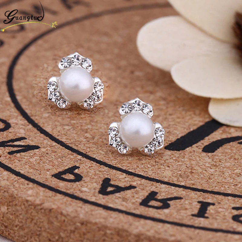 Изысканные маленькие серьги гвоздики с кристаллами и жемчугом для женщин модные