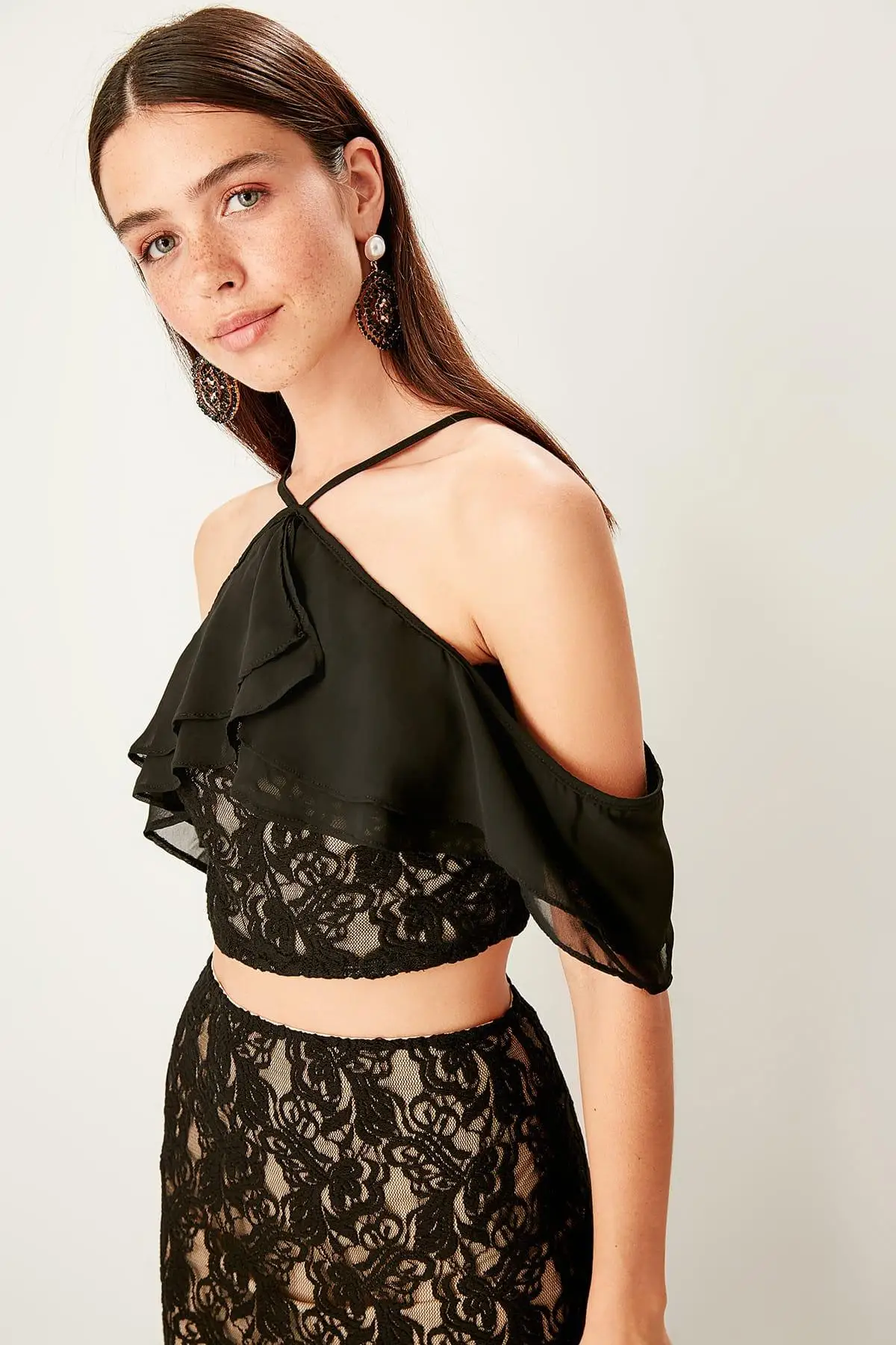 Trendyol Black Lace Detail Bluz TPRSS19BZ0141 |