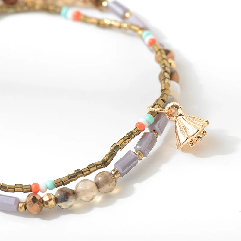 Женский браслет из натурального камня Wild & Free регулируемый плетеный с подвеской в