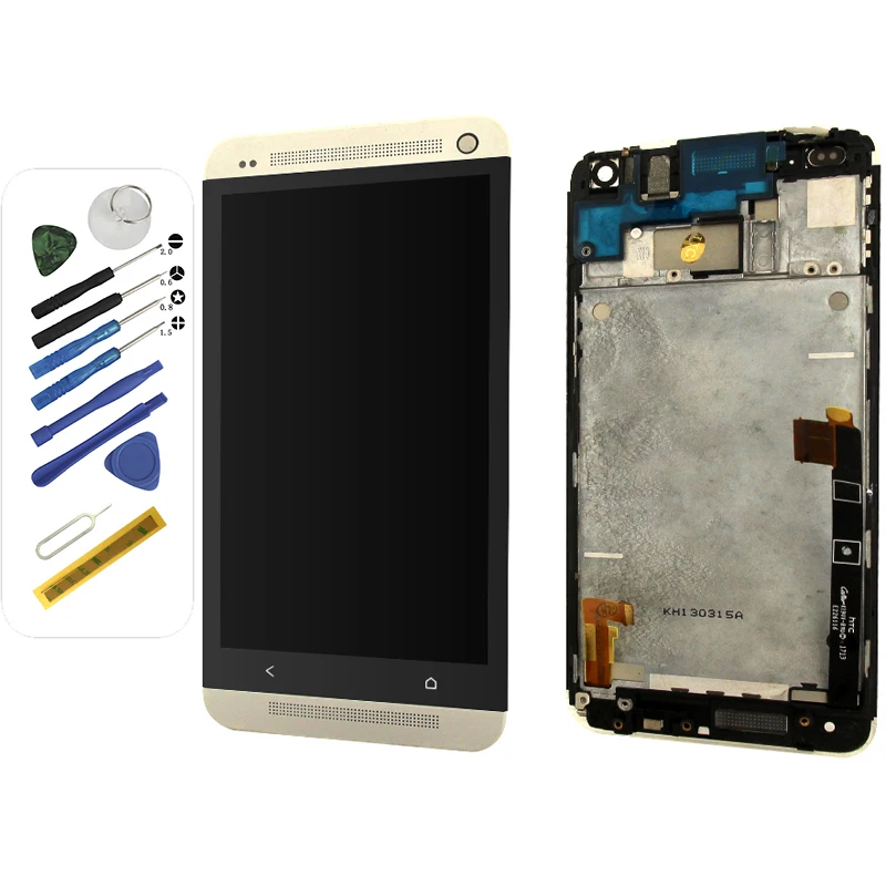 Один SIM экран с рамкой и инструментами Замена для htc one m7 801e ЖК-дисплей сенсорный дигитайзер сборка