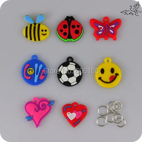 Смешанный 80 шт шарма Подвеска для цветной ткацкого станка резиновые ленты