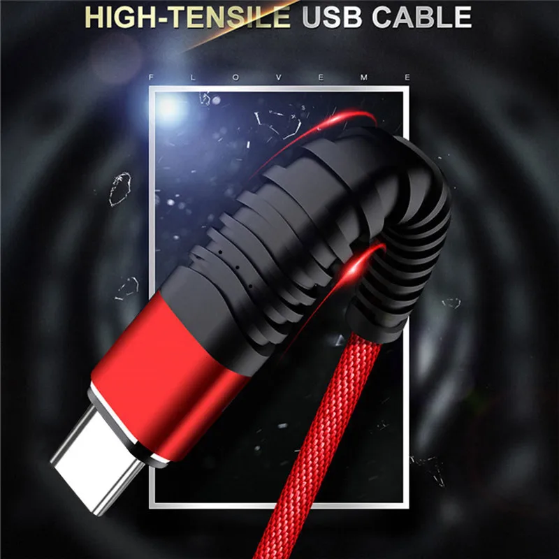 Type-C USB кабель для передачи данных для мобильного телефона 1 метр Быстрая зарядка нейлоновый USB кабель для зарядки мобильного телефона адаптер для мобильного телефона Cabl