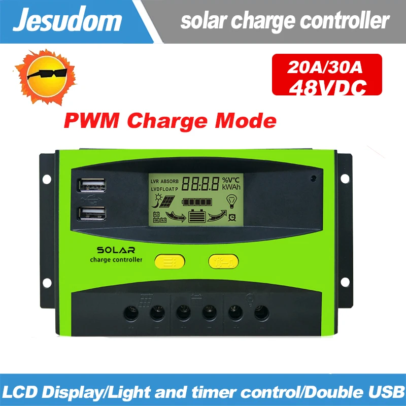 20A 30A 40A 50A 60A 48В LCD Солнечный PV Контроллер заряда Солнечная Панель зарядное