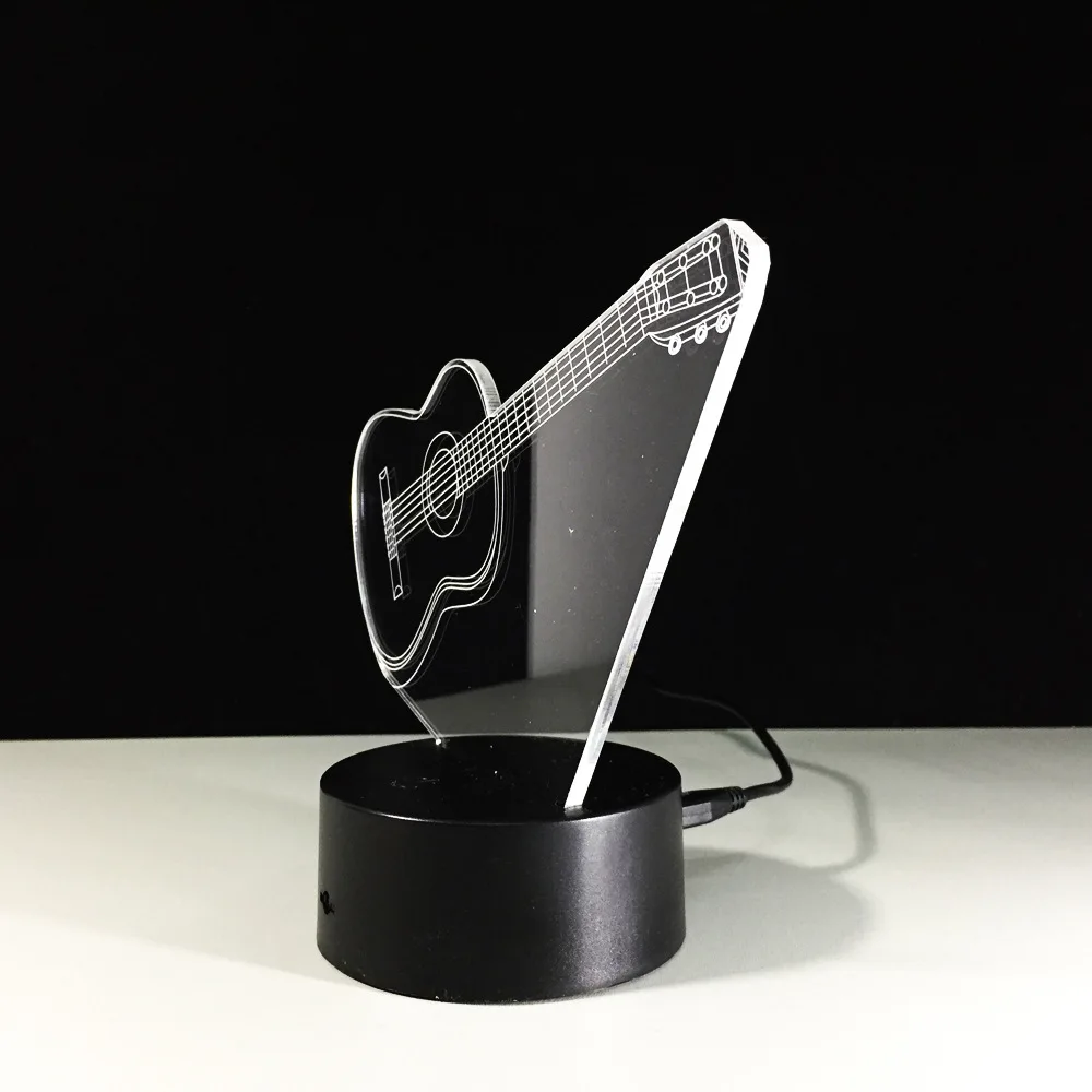 3D лампа-гитара 7 цветов светодиодный ночник для детей сенсорный Led USB Таблица Lampara