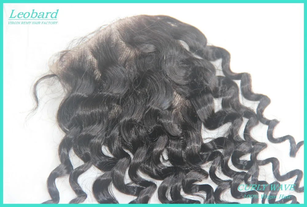 Brazilian virgin hair lace closure curly wave remy 1Pce free style Bleached knots parted natural color |
