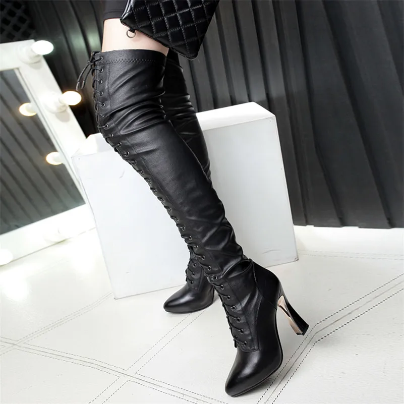 FEDONAS/Новинка Модные женские ботфорты выше колена Высокие теплые сапоги из