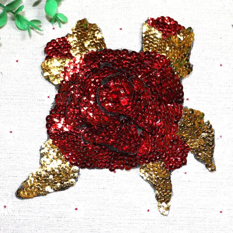 

Цветочные Блестки redrose, нашивки для одежды, Вышивка футболок, ткань, аппликация, украшение, нашивка, мотив, аксессуары «сделай сам»