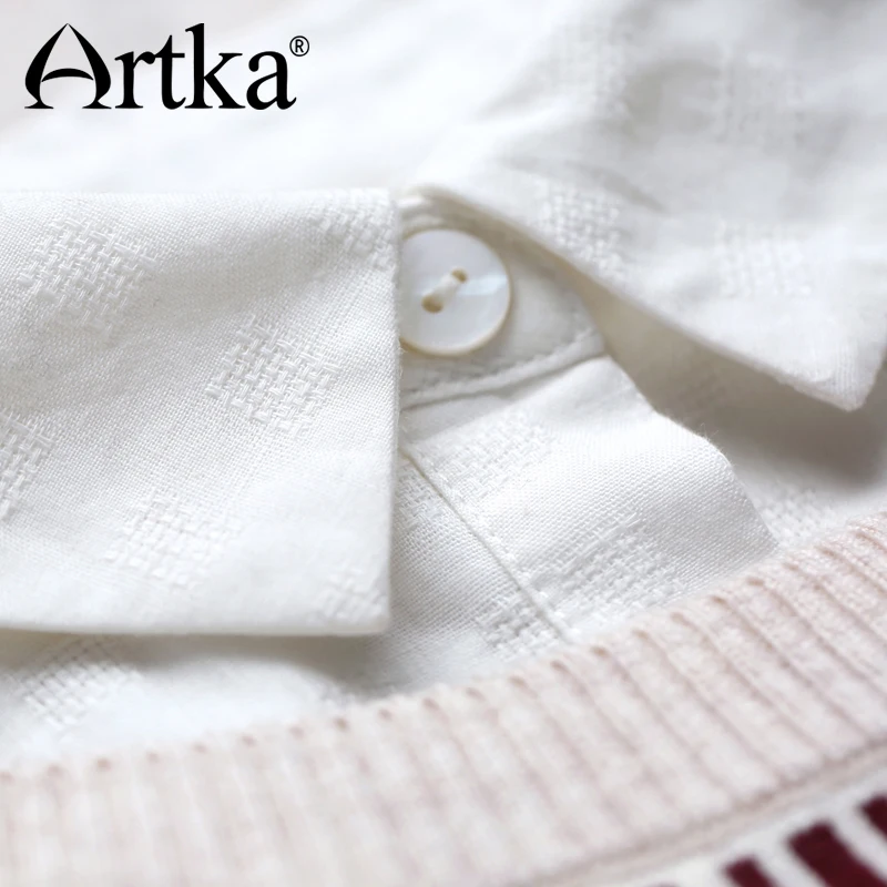 ARTKA осенний пуловер свитер для женщин 2018 винтажный Джемпер со съемным воротником