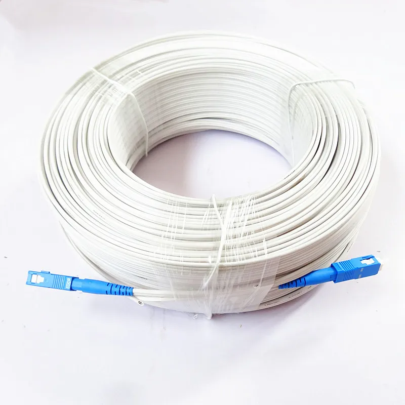 500 м открытый белый SC G657A волокно FTTH падение патч-кабель SC SM ММ волоконно-оптический патч-корд 1 ядро 3 провода Тип бабочки Оптический Шнур
