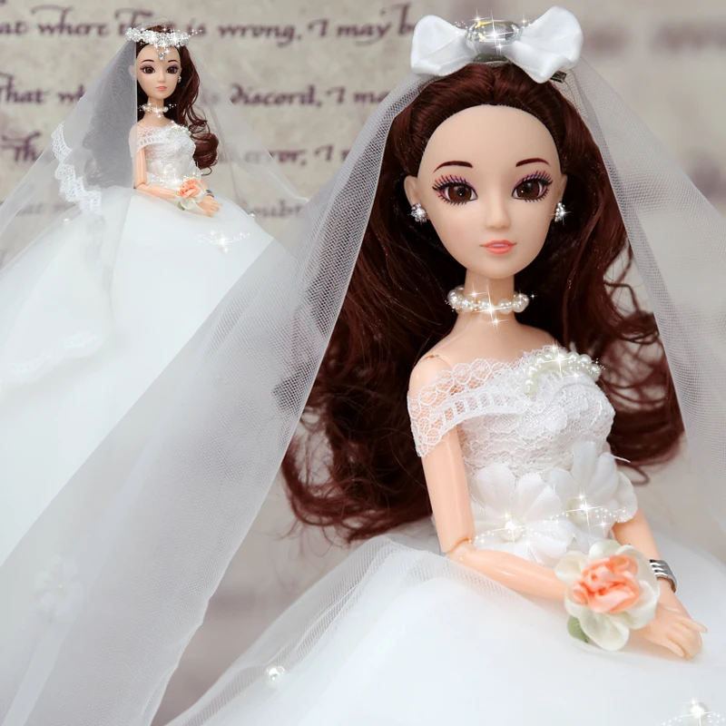 Цельный модный дизайн куклы принцессы 45 см свадебное белое платье благородное