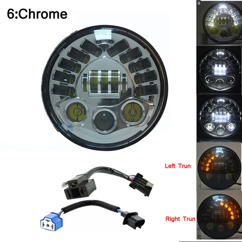 7 дюймов аксессуары для мотоциклов светодиодный фонарь DRL Angel Eye налобный фонарь Softail Touring Trike 883 проектор - Цвет: 45W(7Chrome)