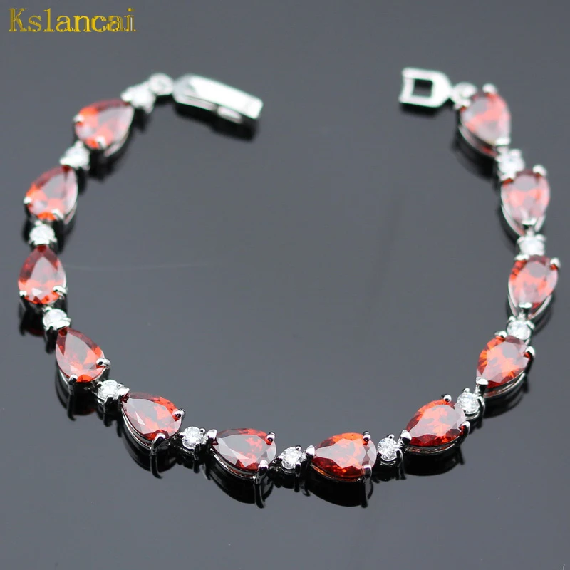 Lan Trendy Choker 925 Sterling silver Jewelry Sets Red AAA Zircon Inlay For Necklaces &amp Pendant /Earrings/Bracelet Women | Украшения и